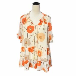 Hailey & Co.Floral Women's Blouse - Cream and Orange